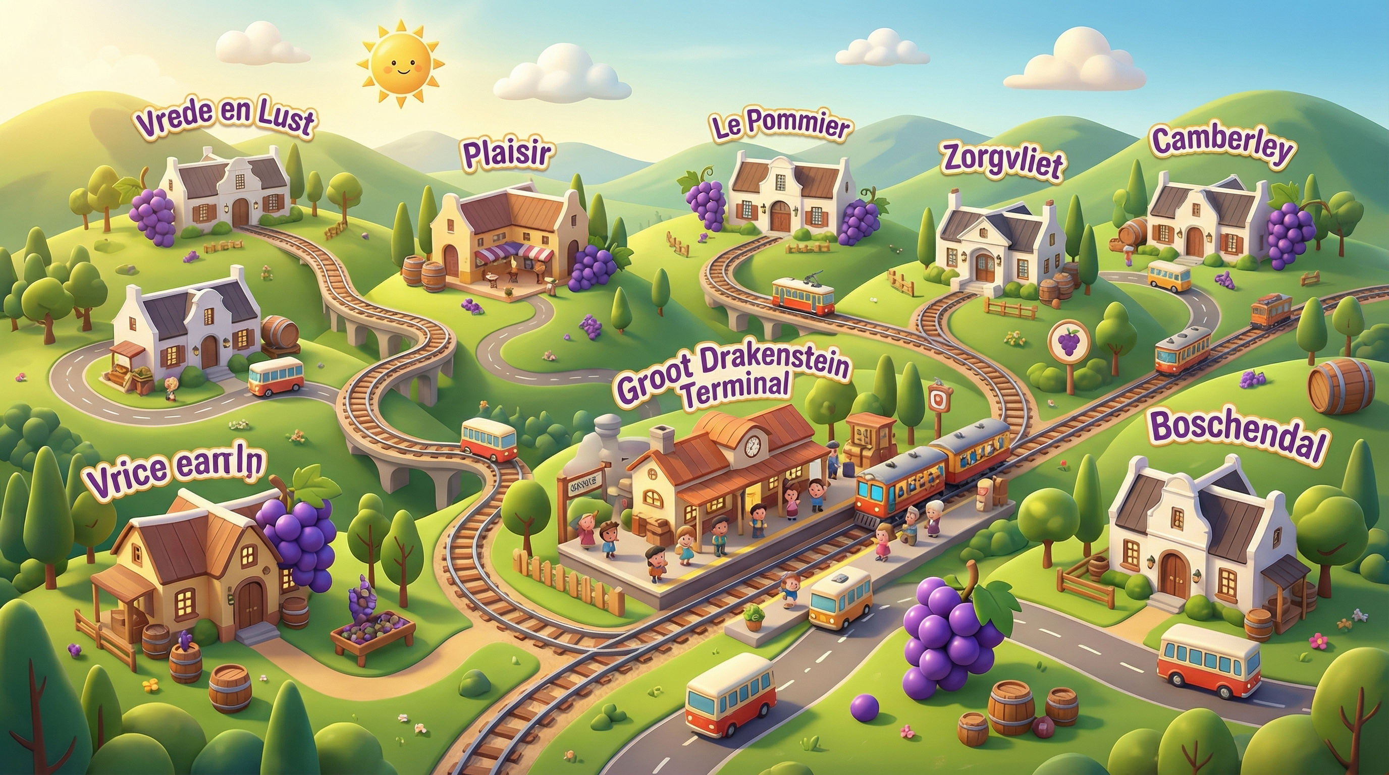 Official Wine Tram Map - Pixar Style