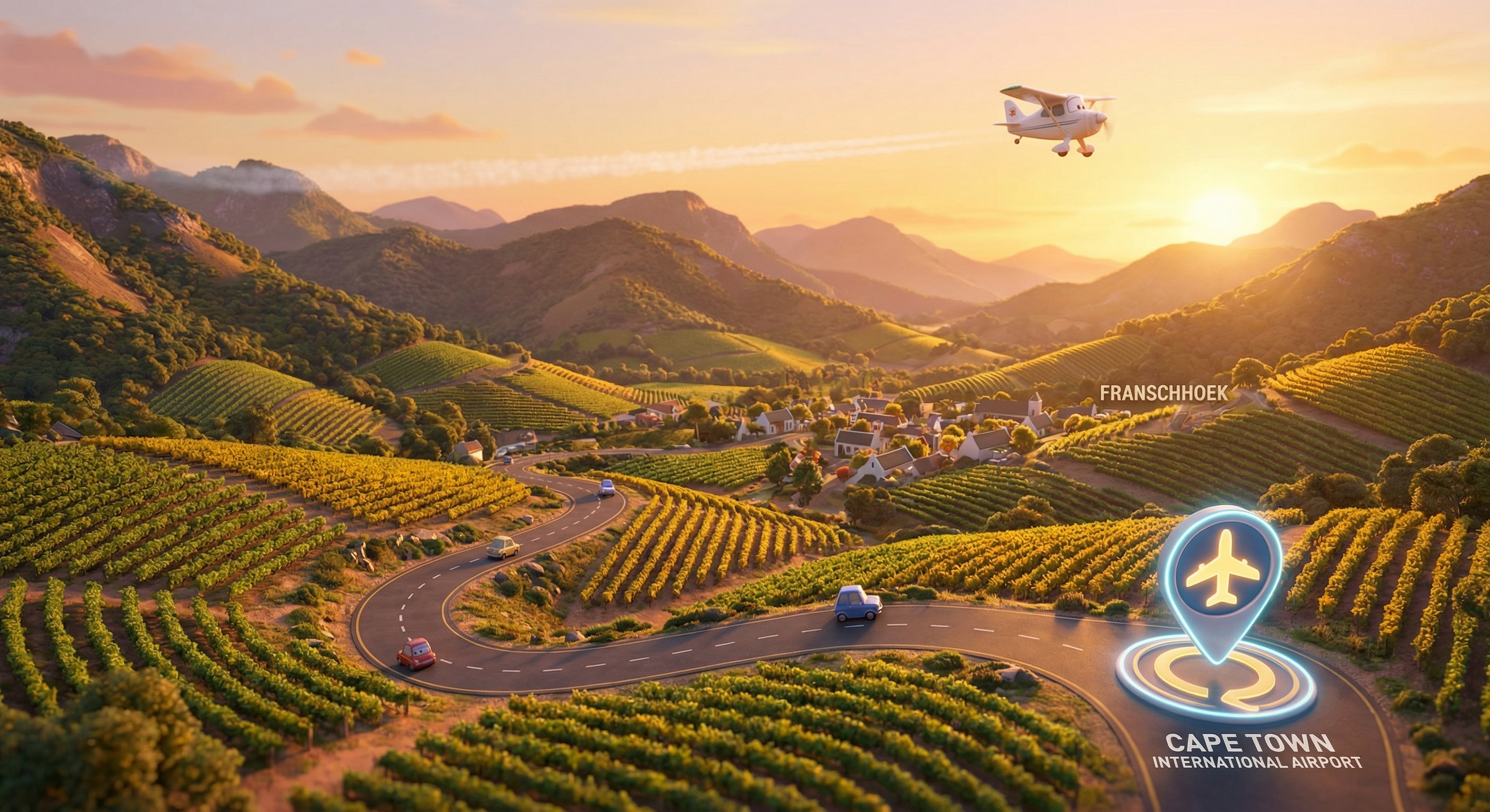 Route to Airport Pixar Style