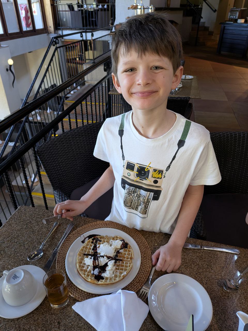 Alessandro with his waffle