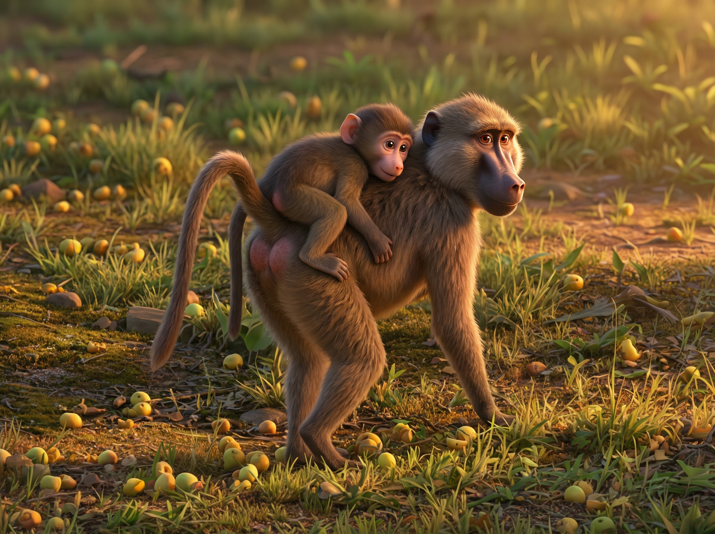 Baboon Mom and Baby