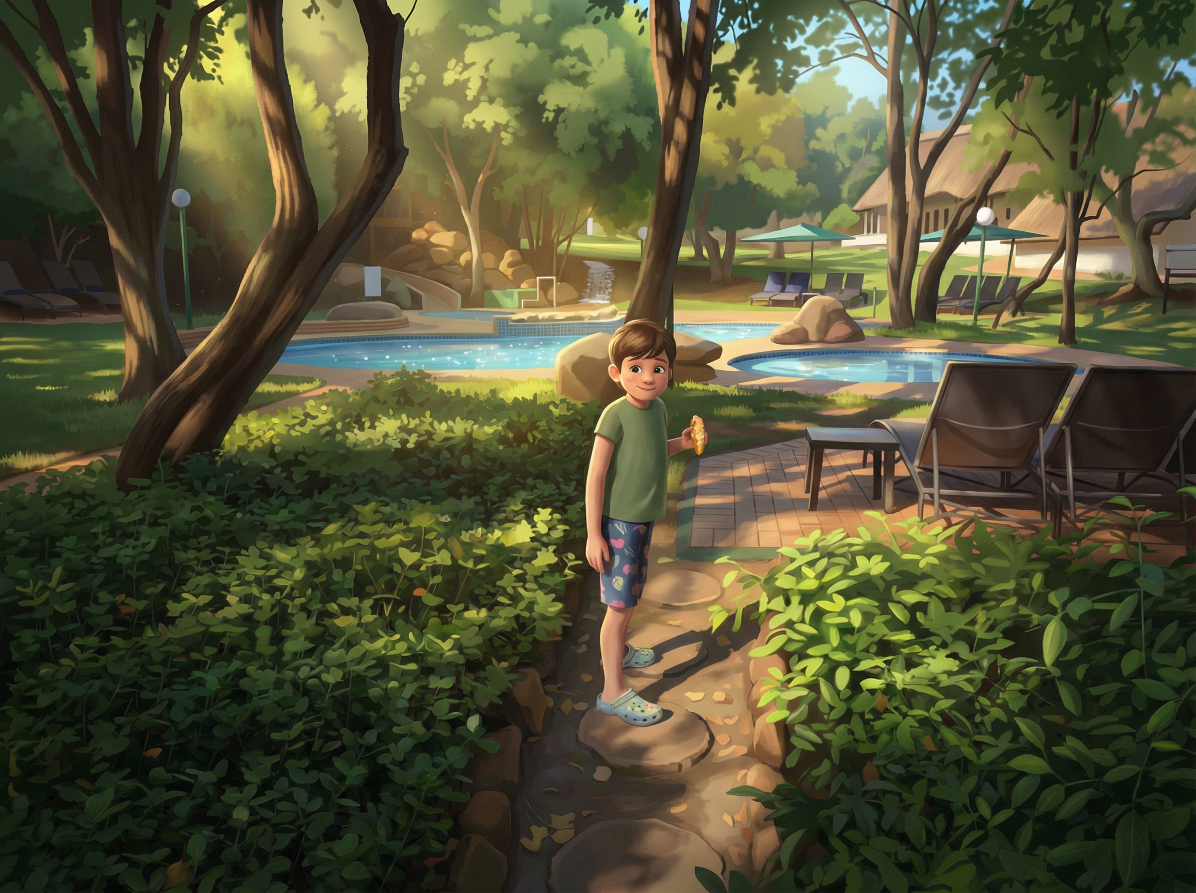 Sebi in the garden Pixar