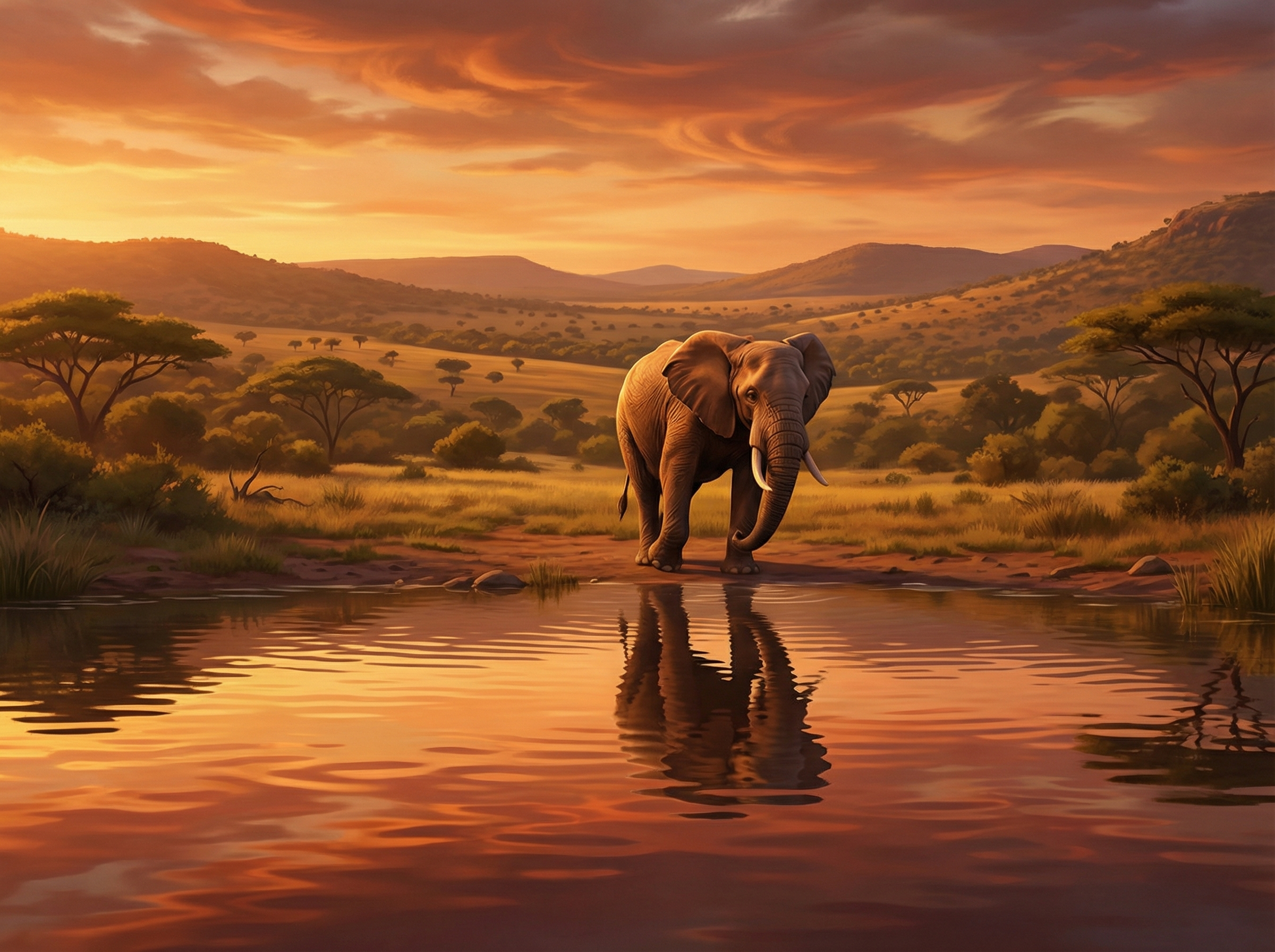 Elephant by the water Pixar