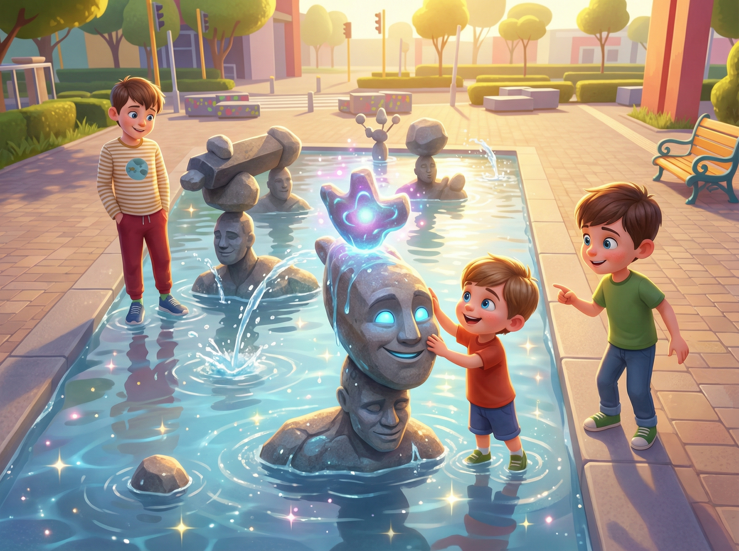 I bimbi e le sculture